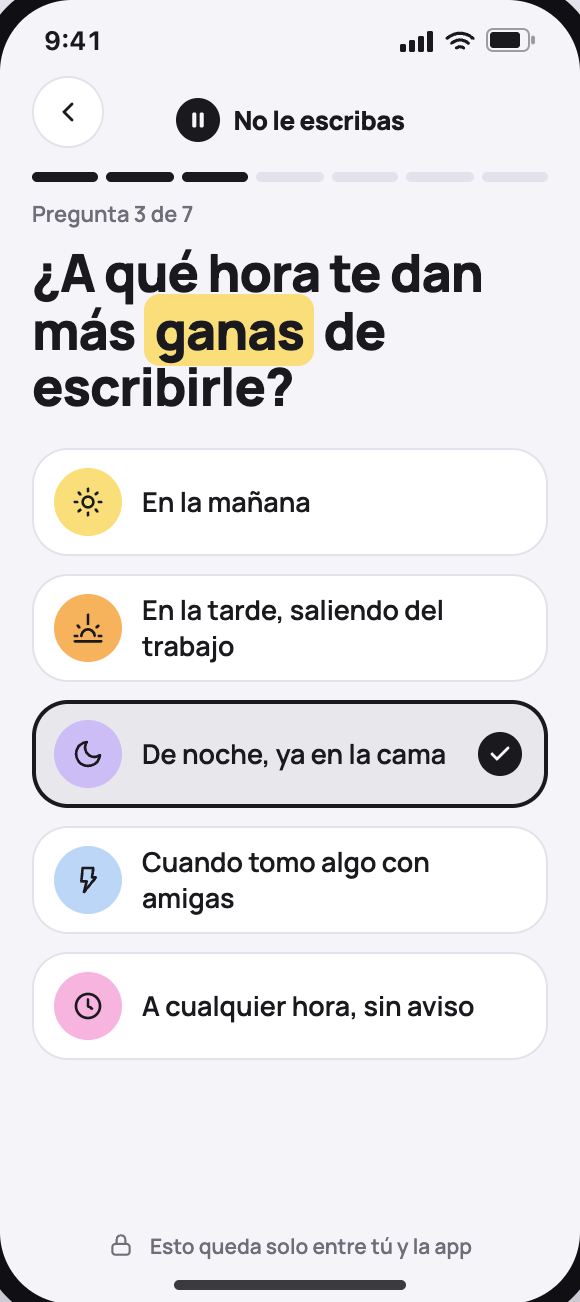Vista previa del recorrido de inicio: una pregunta con opciones